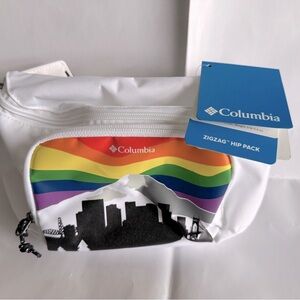 Columbia “ZigZag” 2 Pocket Hip Pack with Rainbow Skyline Design & Black Strap